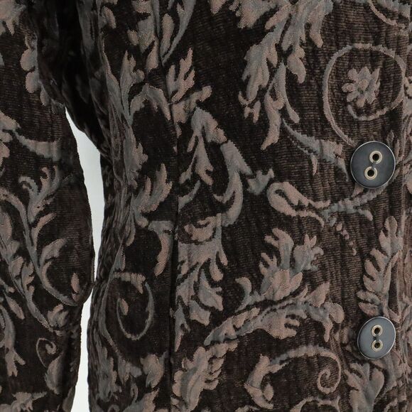 Habitat Jacket Womens Medium Black Brocade Buttons Pockets Fitted Unlined Blazer - Picture 8 of 16